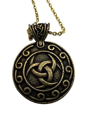 Celtic Triquetra‎ Knot Pendant Necklace Bronze Tone Scroll Design